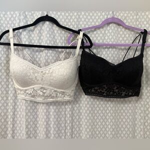 PINK Victoria's Secret Lace Bralette Duo - Black & Cream
